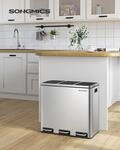 SONGMICS M&uuml;lleimer, M&uuml;lltrennsystem, 3 x 18 L, ergonomisch, 3 F&auml;cher