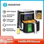 Aigostar Hei&szlig;luftfritteuse 7L XXL, Airfryer 1900W, 7 Programmen, Warmhalten, 20