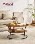 VASAGLE Couchtisch rund, Wohnzimmertisch, Sofatisch mit Ablage, einfacher Aufbau,