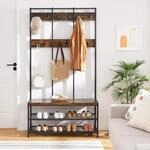 VASAGLE Garderobenst&auml;nder Garderobe, mit 12 Kleiderhaken und Schuhregal