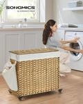 SONGMICS W&auml;schekorb, handgeflochten, W&auml;schesammler, 140 L, aus Polyrattan,...