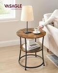 VASAGLE Beistelltisch, Couchtisch rund, Sofatisch, 2 Ablagen, Wohnzimmer,