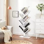 VASAGLE B&uuml;cherregal, 8 Ebenen, Baumform, Standregal, CD Regal aus Holz f&uuml;r