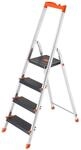 SONGMICS Leiter mit 4 Stufen, Aluleiter, 12 cm breite Stufen mit Riffelung,