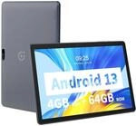 PRITOM 10,1-Zoll-Tablet-PC Android 13 64 GB Quad-Core-Touchscreen WiFi mit