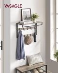 VASAGLE Wandgarderobe, mit Ablage, Wandregal mit 10 abnehmbaren Haken,...