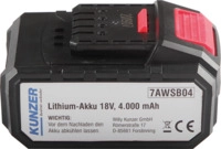 Kunzer Lithium-Akku 18V f&uuml;r 7AWS125, 7ASS03, 7AFS01 7AWSB04