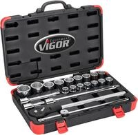 VIGOR Steckschl&uuml;ssel Satz V2318N 3/4" Au&szlig;en Sechskant Profil 21-teilig 19 &ndash;