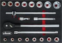 VIGOR Steckschl&uuml;ssel Satz V5109 3/4" Au&szlig;en Sechskant Profil 21-teilig 19 &ndash;