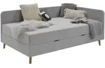 Polsterliege mit Bettkasten Carlotta , grau , Ma&szlig;e (cm): B: 130 H: 84