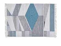 Tom Tailor Teppich Kelim Modern , blau , Wolle , Maße (cm): B: 140 H: 0,5