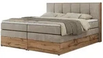 Boxspringbett mit Bettkasten Albero 1 King , beige , Ma&szlig;e (cm): B: 128 H: 113