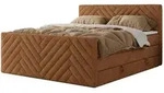 Boxspringbett mit Bettkasten Paris King Duo , orange , Ma&szlig;e (cm): B: 201 H: 110
