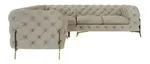 S-STYLE Chesterfield Ecksofa Natalie , creme , Ma&szlig;e (cm): B: 264 H: 75