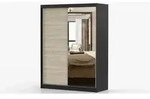 Schwebet&uuml;renschrank 2-t&uuml;rig mit Einlegeb&ouml;den Vista , schwarz , Ma&szlig;e (cm):...
