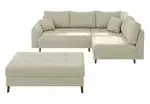 S-STYLE Ecksofa mit Hocker Maya , beige , Ma&szlig;e (cm): B: 231 H: 81