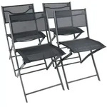 Gartenstuhl 4er-Set , schwarz , Ma&szlig;e (cm): B: 45 H: 79