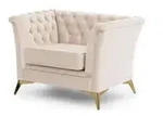 S-STYLE Chesterfield Sessel Wilhelm , beige , Ma&szlig;e (cm): B: 116 H: 78