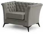 S-STYLE Chesterfield Sessel Wilhelm , grau , Ma&szlig;e (cm): B: 116 H: 78