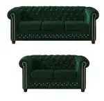 S-STYLE Chesterfield Polstergarnitur 3+2 Cleo Blink , gr&uuml;n , Ma&szlig;e (cm): B:...