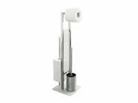 Stand WC Garnitur Rivalta , silber , Glas , Metall, Metall, Glas , Maße (cm): B: