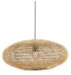 Trio Pendelleuchte 1-flammig mit Sisal Schirm , holzfarben , Ma&szlig;e (cm): H: 150 