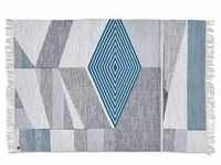 Tom Tailor Teppich Kelim Modern , blau , Wolle , Maße (cm): B: 65 H: 0,5