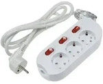 Steckdosenleiste mit Einzelschaltung 3-fach, wei&szlig;, 1,5m Kabel
