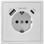 Schutzkontakt-Steckdose McPower ''Shallow'' 1x USB-C - 18W Quickcharge - 1x USB-A