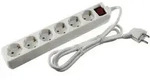 Schutzkontakt-Steckdosenleiste 6-fach 3600W, 1,4mKabel, mit Schalter, wei&szlig;