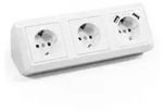 Steckdosenblock McPower ''Cup'' Aufbau, wei&szlig;, 3-fach Schutzkontakt + USB