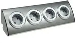 4-fach Steckdosenblock Edelstahl 90&deg; f&uuml;r Eck- & Aufbaumontage