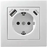 Schutzkontakt-Steckdose McPower ''Flair'' 1x USB-C 18W PD, 1x USB-A, wei&szlig;