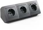 Steckdosenblock McPower ''Flair'' Aufbau, anthrazit, 3-fach Schutzkontakt + USB