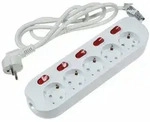 Steckdosenleiste mit Einzelschaltung 5-fach, wei&szlig;, 1,5m Kabel