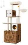 FEANDREA Kratzbaum 185cm mit Katzenklo-Schrank vintagebraun braun