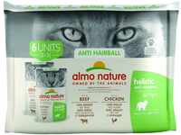 Almo nature Almo Holistic Anti Hairball Multipack 6x70 g mit Rind & Huhn 0,42 kg,