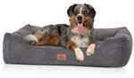 Knuffelwuff Hundebett aus Cord mit Handwebcharakter Olivia grau M-L