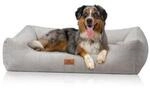Knuffelwuff Hundebett aus Cord mit Handwebcharakter Olivia hellgrau M-L