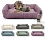 Rohrschneider Hundebett waschbar, robuster Breit-Cordstoff mit Gratis-Beigabe