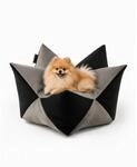 Lionto Hundebett - Kronenkissen grau/ schwarz L