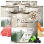 REAVET Hundenassfutter - Pferd mit S&uuml;&szlig;kartoffeln an Pastinaken & Brombeeren 6x800 g