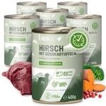 REAVET Hundenassfutter - Hirsch mit S&uuml;&szlig;kartoffel an Brokkoli & Preiselbeeren 6x400