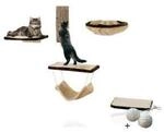 Rohrschneider Katzen-Kletterwand Katzenm&ouml;bel f&uuml;r die Wand 6-tlg in beige mit