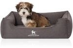 Knuffelwuff Orthop&auml;disches Hundebett Leano aus Velours mit Handwebcharakter schwarz