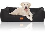 Knuffelwuff Hundebett Lotte aus Velours mit feinem Handwebcharakter schwarz XL