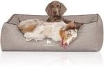 Knuffelwuff Orthop&auml;disches Hundebett Rockland aus Kunstleder hellgrau XL