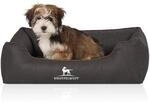 Knuffelwuff Orthop&auml;disches Hundebett Rockland aus Kunstleder schwarz M-L