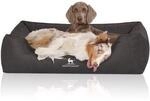 Knuffelwuff Orthop&auml;disches Hundebett Rockland aus Kunstleder schwarz XL
