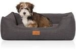 Knuffelwuff Hundebett Lotte aus Velours mit feinem Handwebcharakter grau M-L